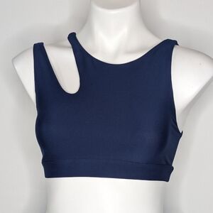 Becco Blue Asymmetrical Strap Exercise Workout Gym Sports Bra S